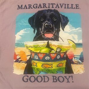 Margaritaville T-Shirt Mens Size M Lavender Black Lab Beach Graphic